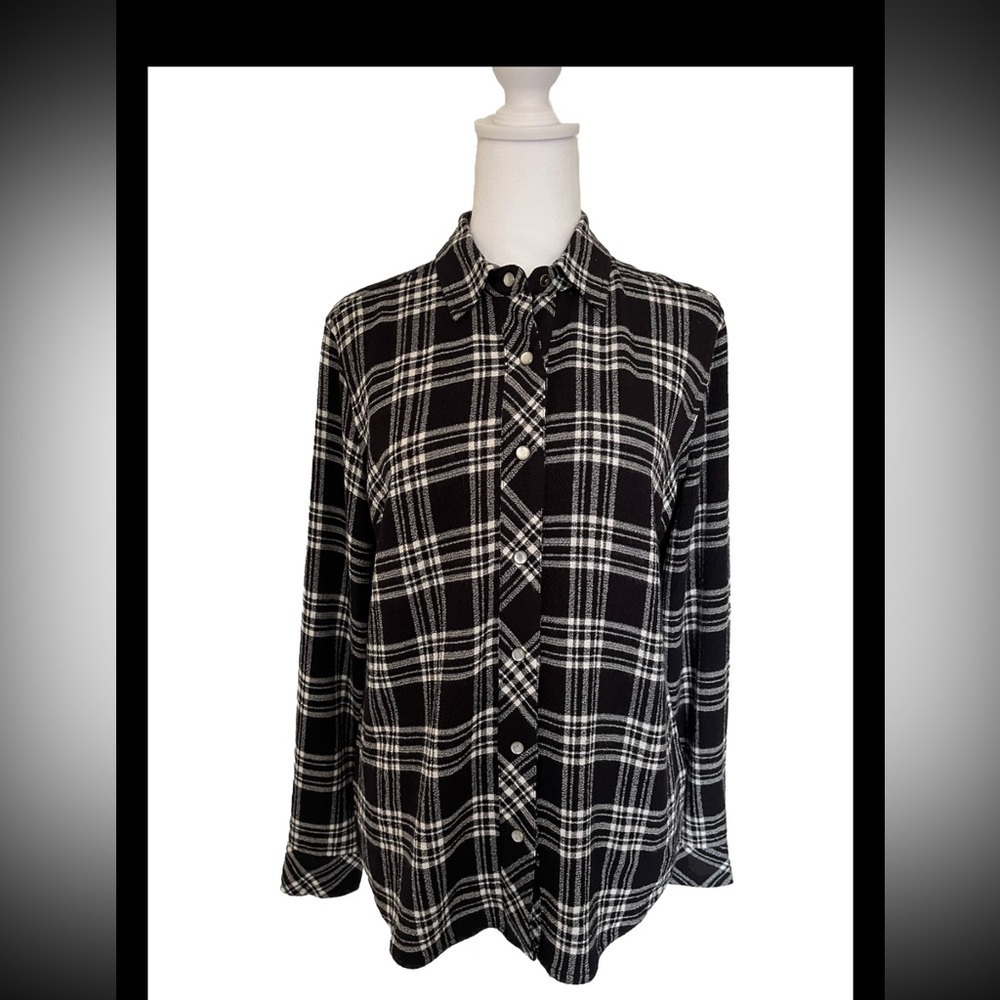 Idyllwind Fueled By Miranda Lambert Black White Plaid Pearl Snap Closure, XS
